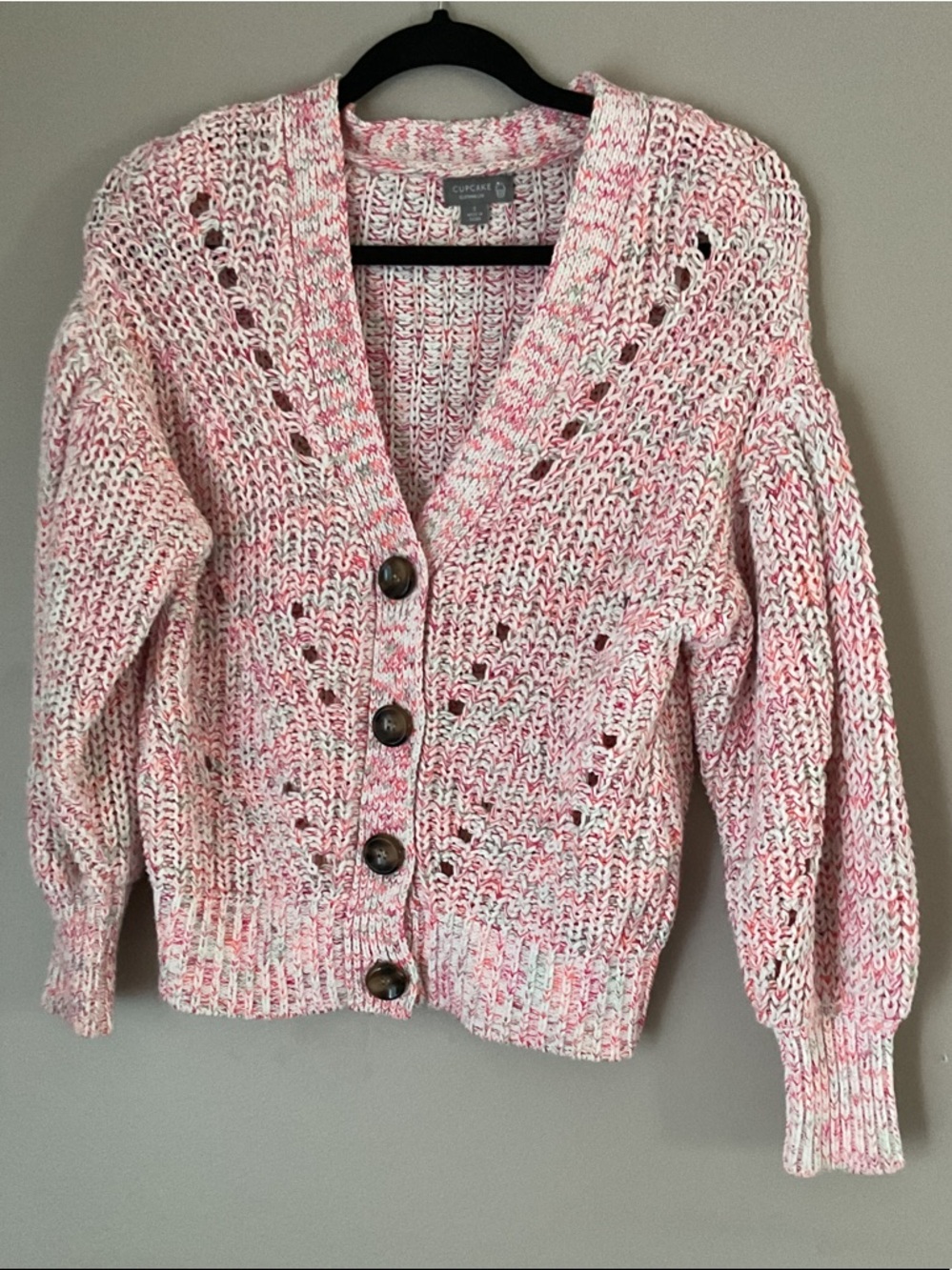 Cupcake Pink Marled Knit Button-Front Cardigan